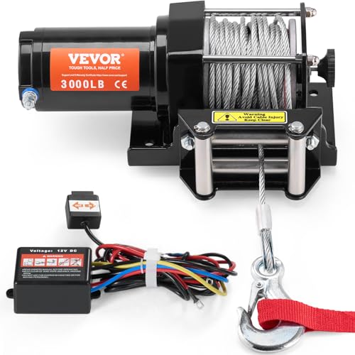VEVOR Seilwinde 12V, 1361 kg, Elektrowinde 12 V DC für ATV/UTV, Motorwinde mit Φ 0,5 x 1188,7 cm Stahlkabel, Rollenseilführung, Kabelfernbedienung, IP55, Ideal für UTV ATV Offroad-Bergung VEVOR Seilwinde 12V, 1361 kg, Elektrowinde 12 V DC für ATV/UTV, Motorwinde mit Φ 0,5 x 1188,7 cm Stahlkabel, Rollenseilführung, Kabelfernbedienung, IP55, Ideal für UTV ATV Offroad-Bergung von VEVOR