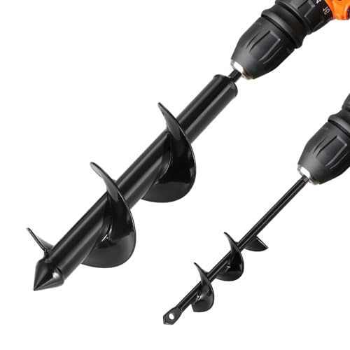 VEVOR Erdbohrer für Bohrmaschine, 2er-Set, Ø 8x30 cm & Ø 4x22 cm, Gartenbohrer für 3/8-Zoll-Sechskant-Bohrer, Pfahlbohrer, Durchlässenbohrer für Blumenzwiebeln, Lochbohraufsätze für Bagger von VEVOR
