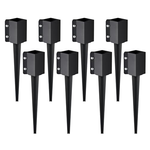 VEVOR Erdspieß für Zaunpfosten, 8er-Pack, 61 x 10 x 10 cm Außendurchmesser (Innendurchmesser 8,9 x 8,9 cm), Metall, schwarz pulverbeschichtet, Erdspieß für Briefkästen, Terrassen, Gartengeländer von VEVOR