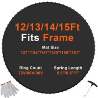 VEVOR Ersatz-Trampolinmatte Sprungmatte universell für rundes 426 cm Trampolin, verstärkte UV-beständige Matte mit Federwerkzeug & langlebigen von VEVOR