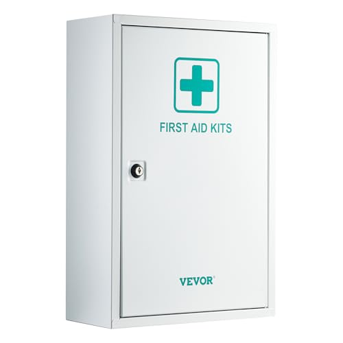 VEVOR Erste-Hilfe-Schrank mit 3 Ablagen, Medizinschrank 1000-teilig-Set, Wandmontierter Arzneischrank, OSHA & ANSI 2015 (Klasse A), Notfall-Medizinbox aus Metall, für Unternehmen und Baustelle von VEVOR