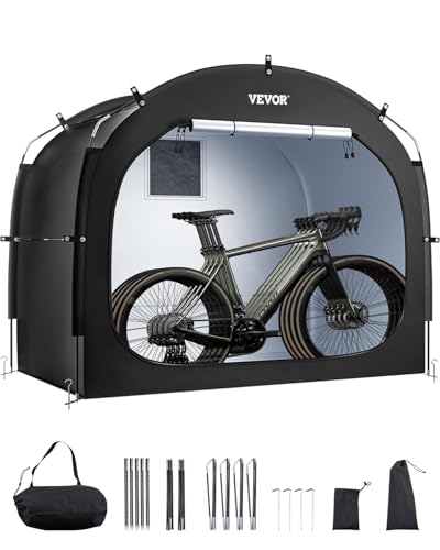VEVOR Fahrradzelt, 4 bis 5 Fahrräder, geräumige Fahhrradgarage mit belüftetem Fenster, einfach zu installierende Fahrradschuppe mit hochfestem Fiberglas & Doppelreißverschlüssen, 226x151x197 cm von VEVOR