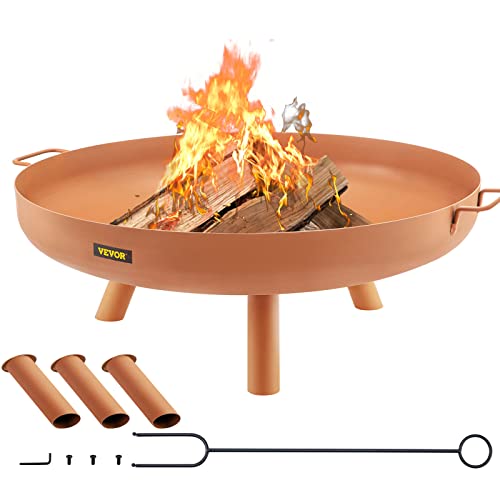 VEVOR Feuerschale 77 cm Durchmesser, 15 cm Tiefe Feuerkorb 28 cm Höhe Kohlenstoffstahl Feuerschale, Gartenfeuer Feuerkorb Feuerstelle mit für Stützbeinen BBQ, Heizung, Terrasse, Lagerfeuer von VEVOR