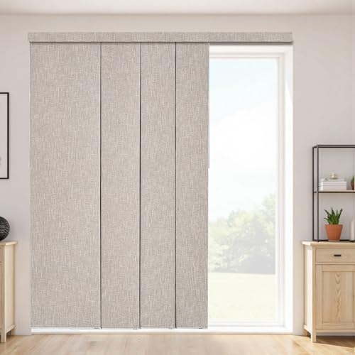 VEVOR Flächenvorhänge, ausziehbare Schiene von 116 cm bis 218 cm (B), zuschneidbare Flächenvorhänge bis 243 cm (H), Vertikale Verdunkelungs-Schiebegardinen für Schiebetüren Terrassentüren Braun von VEVOR