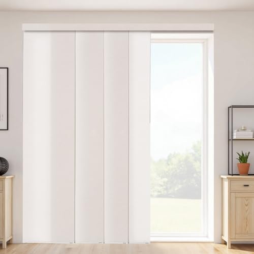 VEVOR Flächenvorhänge, ausziehbare Schiene von 116 cm bis 218 cm (B), zuschneidbare Flächenvorhänge bis 243 cm (H), einstellbare Schiebegardinen für Schiebetüren Terrassentüren Hellbraun von VEVOR