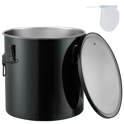 VEVOR Fritteusen-Fetteimer Öl-Entsorgungsbehälter 30 L, Edelstahl-Fritteusenöleimer, Rostfreie Beschichtung, Öltransportbehälter mit Deckel, Filterbeutel zum Filtern von Heißem Speiseöl, Schwarz von VEVOR