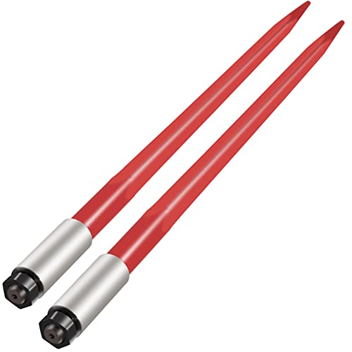 VEVOR Frontladerzinken 4,5 x 99 cm Ballenzinken 1360 kg Kapazität 2er-Set, Schnellbefestigung, quadratische Ballenspieße, rot beschichtete Ballengabeln für Schaufeln, Traktoren, Lader von VEVOR