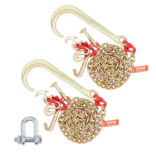 VEVOR G80 Abschleppkette 2er-Set, 8 mm x 180 cm Stahlkette mit J-/R-/T-Haken und Greifhaken, Schwerlast-Transportschleppkette mit 2448 kg Arbeitslast zum Heben, Laden, Abschleppen und Festbinden VEVOR G80 Abschleppkette 2er-Set, 8 mm x 180 cm Stahlkette mit J-/R-/T-Haken und Greifhaken, Schwerlast-Transportschleppkette mit 2448 kg Arbeitslast zum Heben, Laden, Abschleppen und Festbinden von VEVOR