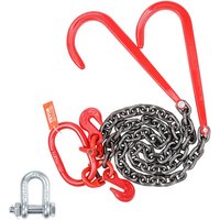 VEVOR G80 V-Zaumkette, 3/8 Zoll x 3 Fuß Abschleppkette mit 15 Zoll J-Haken und Greifhaken, Schwerlast-Transportschleppkette mit 7800 lbs sicherer von VEVOR