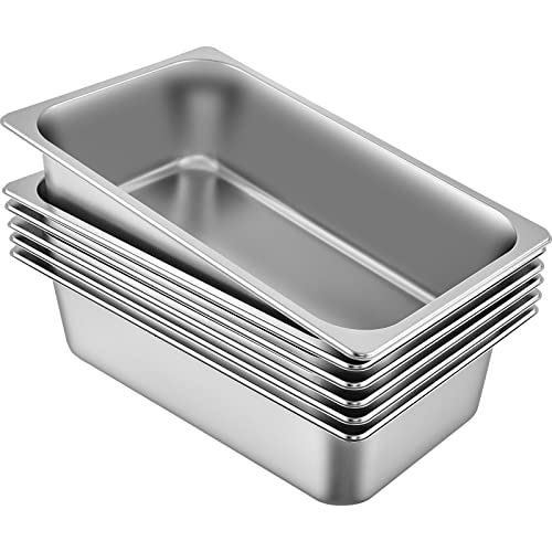 VEVOR GN 1/1 Gastronormbehälter, Edelstahl Behälter 6 Stück, 528 x 330 x 143 mm Speisebehälter, Antihaft Teller, kommerzieller Warmhaltebehälter für Speisen, Torten, Hotelpfanne Tisch Food Pan von VEVOR