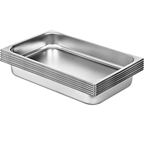 VEVOR GN 1/1 Gastronormbehälter Edelstahl 6 Stück 52 x 32 x 9,9 cm, 13 L Tiefer Lebensmittelbehälter für Speisen, Torten, Aufläufe, Hotelpfanne Tisch Food Pan von VEVOR