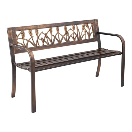 VEVOR Gartenbank Gartenmöbel Bänke 127 cm 250 kg Tragkraft, Terrassenbank mit Metallrahmen aus Karbonstahl Balkonbank mit PVC-Blumenmuster und Armlehnen mit abgerundeten Kanten Antikbronze VEVOR Gartenbank Gartenmöbel Bänke 127 cm 250 kg Tragkraft, Terrassenbank mit Metallrahmen aus Karbonstahl Balkonbank mit PVC-Blumenmuster und Armlehnen mit abgerundeten Kanten Antikbronze von VEVOR