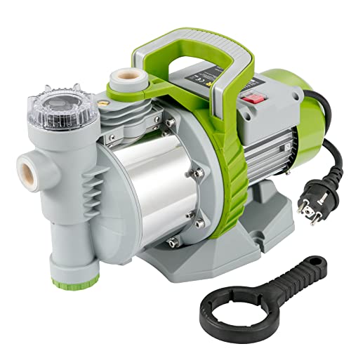 VEVOR Gartenpumpe 1100W Bewässerungspumpe Max. Durchfluss 4560L/h Kreiselpumpe 4,5bar Max. Druck Flachbrunnenpumpe Vorfilter Poolpumpe Max. Förderhöhe 45m Bewässerung Wassertransfer Wasserentnahme von VEVOR