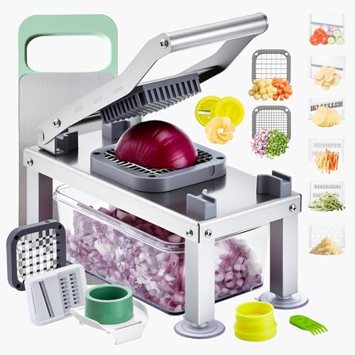 VEVOR Gemüseschneider, Mandolinenschneider, All-in-1-Multischneider mit 9 Klingen, Käsereibe, Zwiebel- & Kartoffelwürfelschneider mit Behälter, Salatspiralschneider, Küchenhelfer & -utensilien VEVOR Gemüseschneider, Mandolinenschneider, All-in-1-Multischneider mit 9 Klingen, Käsereibe, Zwiebel- & Kartoffelwürfelschneider mit Behälter, Salatspiralschneider, Küchenhelfer & -utensilien von VEVOR