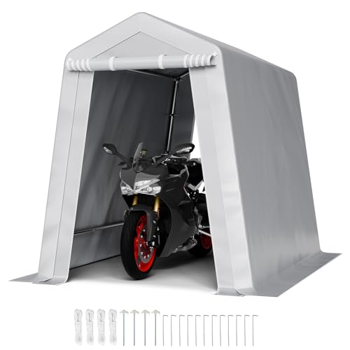 VEVOR Gerätehaus, 183x243,8x213 m, Garagenzelt aus PE, Geräteschuppen, Fahrradgarage, Gartenschuppen, Carport, Fahrradschuppen, Aufbewahrungsgarage für Motorrad, Rasenmäher, Fahrrad, grau VEVOR Gerätehaus, 183x243,8x213 m, Garagenzelt aus PE, Geräteschuppen, Fahrradgarage, Gartenschuppen, Carport, Fahrradschuppen, Aufbewahrungsgarage für Motorrad, Rasenmäher, Fahrrad, grau von VEVOR