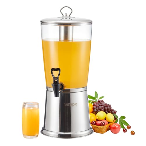 VEVOR Getränkespender (1 x 8 L) für Partys Saftspender (aus Edelstahl + Kunststoff) mit tropfsicherem Zapfhahn Wasserspender für Restaurants Partys, Limonade Eistee selbstgemachte Getränke Spender von VEVOR