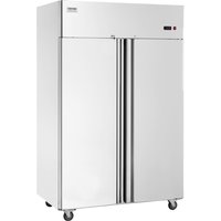 Gewerbekühlschrank 1100 l, 2 Türen, Edelstahl-Kühlschrank mit automatischer Abtauung, 6 Ablagen, Temperaturregelung von -2 bis + 8 °c und 4 Rädern von VEVOR