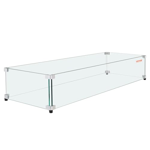 VEVOR Glas-Windschutz für rechteckigen Feuerstellentisch 1128 x 367 x 191 mm, 8 mm Dicke und stabile gehärtete Glasscheibe mit Harter Aluminium-Eckhalterung und Gummifüßen, einfach zu montieren VEVOR Glas-Windschutz für rechteckigen Feuerstellentisch 1128 x 367 x 191 mm, 8 mm Dicke und stabile gehärtete Glasscheibe mit Harter Aluminium-Eckhalterung und Gummifüßen, einfach zu montieren von VEVOR