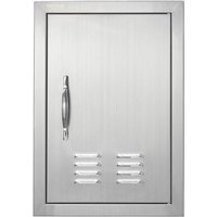 Grill-Zugangstür, 356 x 508 mm, Einzelne Außenküchentür, Flächenbündig Montierte Edelstahltür, Vertikale Wandtür mit Griff und Lüftungsschlitzen, für Grill-Zugangstür, 356 x 508 mm, Einzelne Außenküchentür, Flächenbündig Montierte Edelstahltür, Vertikale Wandtür mit Griff und Lüftungsschlitzen, für von VEVOR
