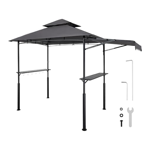 VEVOR Grillpavillon, 2430x1500x500mm, Grillüberdachung Außengrill, 2-stufige BBQ-Gazebo-Überdachung, Doppeldach Gartenpavillon mit verstärkten Stützbeinen & Markise, für Terrasse, Hof & Garten VEVOR Grillpavillon, 2430x1500x500mm, Grillüberdachung Außengrill, 2-stufige BBQ-Gazebo-Überdachung, Doppeldach Gartenpavillon mit verstärkten Stützbeinen & Markise, für Terrasse, Hof & Garten von VEVOR