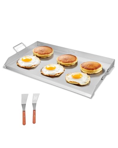 VEVOR Grillplatte Grillpfanne Edelstahl universelle rechteckige Platte (910 x 525 mm) mit flacher Oberseite, Gasgrill-Grillplatte für BBQ-Grill Teppanyaki, tragbares Familienkochgeschirr mit Griff von VEVOR