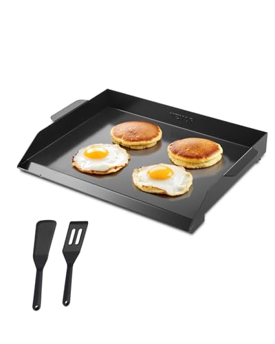 VEVOR Grillplatte Grillpfanne Karbonstahl universelle rechteckige Platte (502 x 370 mm) mit flacher Oberseite, Gasgrill-Grillplatte für BBQ-Grill Teppanyaki, tragbares Familienkochgeschirr mit Griff von VEVOR