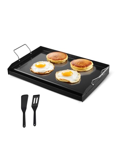 VEVOR Grillplatte Grillpfanne Karbonstahl universelle rechteckige Platte (605 x 360 mm) mit flacher Oberseite, Gasgrill-Grillplatte für BBQ-Grill Teppanyaki, tragbares Familienkochgeschirr mit Griff von VEVOR