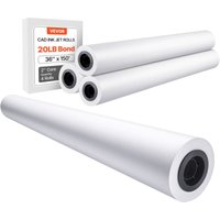 VEVOR Großformatpapier Plotterpapier 45,7 m x 915 mm 4 Rollen CAD-Bond-Rollen mit 50,8 mm Kern, Zeichenrollen für CAD-Zeichnungen, technische Pläne, von VEVOR