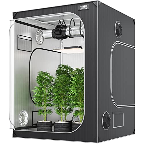VEVOR Growbox 152x152x203cm Growzelt 2000D Oxford-Gewebe und Stahlrahmen Growtent 60kg Pflanzenzucht 178x130cm Türgröße Gewächszelt Pflanzenzelt Growroom Growschrank Gewächshaus von VEVOR