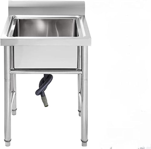 VEVOR Handelsübliche Spüle aus Edelstahl, 1 Fächer Größe 44 x 44 x 25 cm und Gesamtgröße 93 x 61 x 60 cm für Küchenspüle, 4 Füße in H-Form für die untere Spüle von VEVOR
