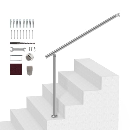 VEVOR Handläufe für Außentreppen, 100 cm Terrassengeländer-Set zur Wand- und Bodenmontage, Geländer für Außentreppen mit Installationsset von VEVOR