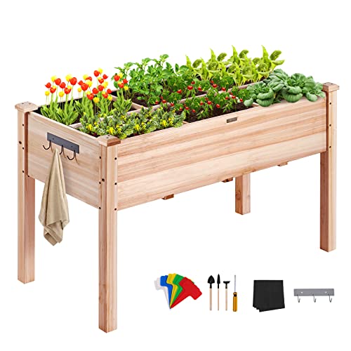 VEVOR Hochbeet Holz Pflanzkübel mit Ablage Blumenkasten 100kg Tragfähigkeit Garten Pflanzkasten Terrassen Gemüsebeet Gartenbeet Pflanzbeet 120x58x76cm ideal für den Anbau von Gemüse Obst Kräutern von VEVOR