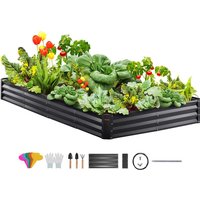 Hochbeet Pflanzkübel Blumenkasten Garten Pflanzkasten Terrassen Gemüsebeet Gartenbeet Pflanzbeet Dunkelgrau 240x120x30cm verzinktem Metall ideal für von VEVOR