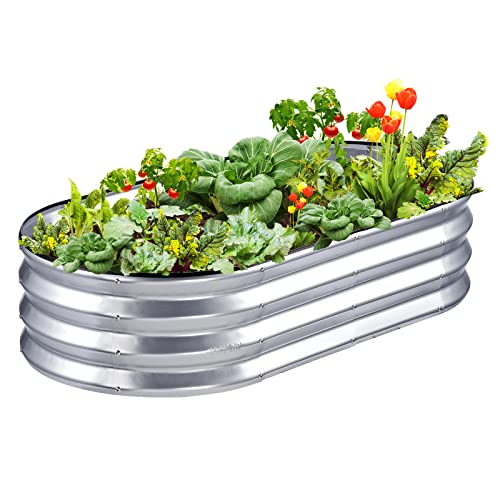 VEVOR Hochbeet Pflanzkübel Blumenkasten Garten Pflanzkasten Terrassen Gemüsebeet Gartenbeet Pflanzbeet Silber 120x60x30cm verzinktem Metall ideal für den Anbau von Gemüse Obst Kräutern usw. von VEVOR