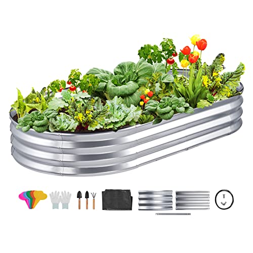 VEVOR Hochbeet Pflanzkübel Blumenkasten Garten Pflanzkasten Terrassen Gemüsebeet Gartenbeet Pflanzbeet Silber 180x90x30cm verzinktem Metall ideal für den Anbau von Gemüse Obst Kräutern usw. von VEVOR