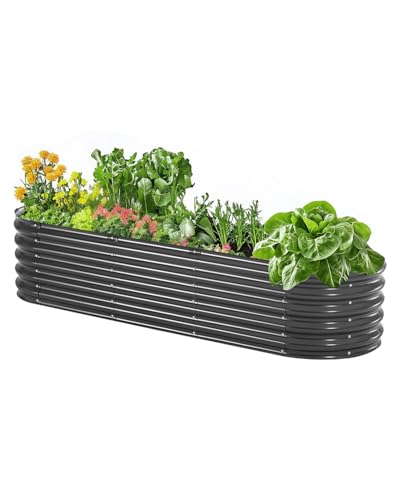 VEVOR Hochbeet aus Metall, 1190x595x420mm, verzinkter Pflanzkasten für den Außenbereich, offener Boden, Pflanzbeet, Blumenbeet für den Anbau von Gemüse, Blumen, Kräutern und Sukkulenten, dunkelgrau von VEVOR