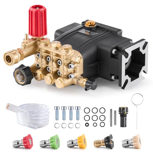 VEVOR Hochdruckreinigerpumpe, 3/4-Zoll-Welle, horizontaler Triplex-Kolben, 3300 PSI, 2,5 GPM, Ersatz-Hochdruckreinigerpumpen-Set mit 5 Düsen, bis zu 500 Stunden Dauerbetrieb, Austauschpumpe VEVOR Hochdruckreinigerpumpe, 3/4-Zoll-Welle, horizontaler Triplex-Kolben, 3300 PSI, 2,5 GPM, Ersatz-Hochdruckreinigerpumpen-Set mit 5 Düsen, bis zu 500 Stunden Dauerbetrieb, Austauschpumpe von VEVOR