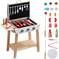 VEVOR Holzgrill-Spielset, Kinder-Spielzeuggrill mit Zubehör und Kunstlebensmitteln, Küchenspielartikel aus Holz (21 Teile), fantasievolles Kochspiel von VEVOR