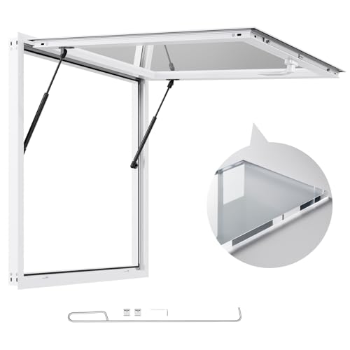 VEVOR Imbissfenster (915 x 915 mm), Servicefenster mit Aluminiumrahmen für Imbissanhänger, Servierfenster mit 85°-Öffnungswinkel für Imbisswagen, regenwasserbeständiges Konzessionsfenster von VEVOR