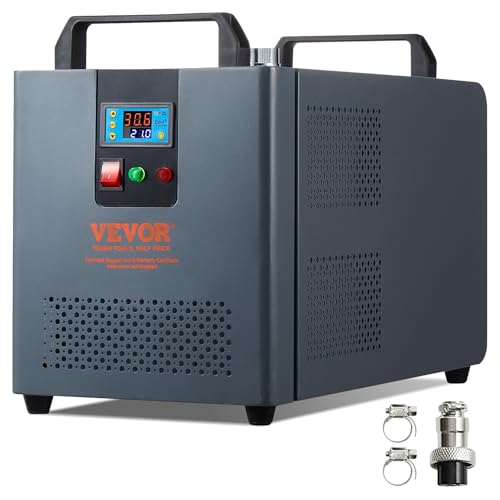 VEVOR Industrieller Wasserkühler, KH-6000, 200 W industrielles Wasserkühler-Kühlsystem mit Kompressor, 12 l Wassertankkapazität, 7,8 l/min max. Durchflussrate, für Kühlmaschine von VEVOR