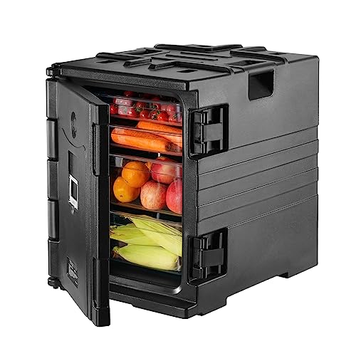 VEVOR Isolierter Lebensmittelbehälterträger, 90 L Gastronomie Thermobox Isolierbox, LLDPE-Lebensmittelbehälterträger mit Doppelschnallen, Frontlader-Speisewärmer Stapelbar für Restaurant, Kantine von VEVOR
