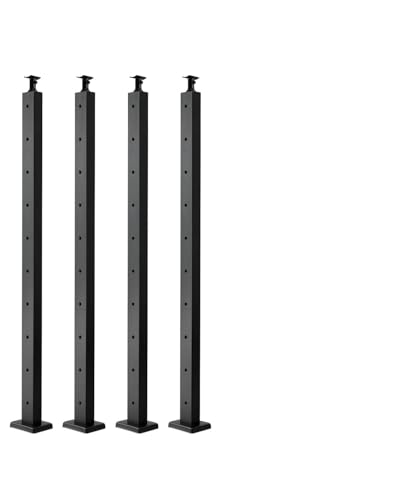 VEVOR Kabelgeländerpfosten, 4er-Pack, 914x50,8x50,8 mm, vorgebohrte horizontale Löcher, Edelstahl SUS304, gebogene horizontale Halterung, für Handlauf, Balustrade, schwarz, 4JZLGZXHS914MY65M001V0 von VEVOR