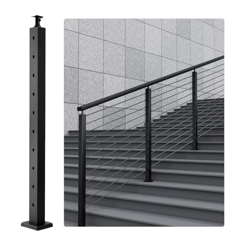VEVOR Kabelgeländerpfosten, 91,4 x 5,1 x 5,1 cm, Stahl, 30° abgewinkeltes Loch, 10 vorgebohrte Löcher, SUS304 Edelstahl-Kabelgeländerpfosten mit horizontaler und gebogener Halterung, 1er-Pack, schwarz VEVOR Kabelgeländerpfosten, 91,4 x 5,1 x 5,1 cm, Stahl, 30° abgewinkeltes Loch, 10 vorgebohrte Löcher, SUS304 Edelstahl-Kabelgeländerpfosten mit horizontaler und gebogener Halterung, 1er-Pack, schwarz von VEVOR