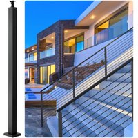 Kabelgeländerpfosten, 91,4 x 5,1 x 5,1 cm, Stahl-Geländerpfosten ohne Löcher, SUS304 Edelstahl-Kabelgeländerpfosten, Treppenhandlaufpfosten mit Kabelgeländerpfosten, 91,4 x 5,1 x 5,1 cm, Stahl-Geländerpfosten ohne Löcher, SUS304 Edelstahl-Kabelgeländerpfosten, Treppenhandlaufpfosten mit von VEVOR