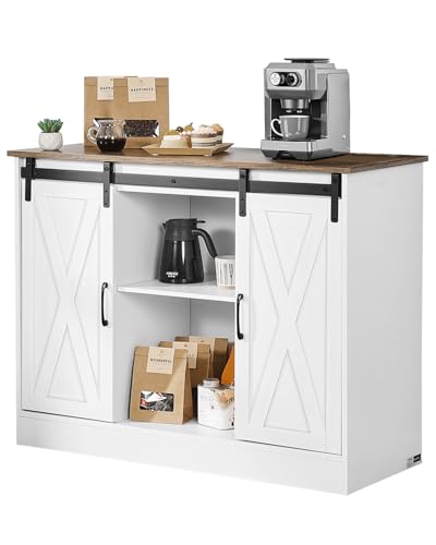 VEVOR Kaffeebarschrank 106 x 40 x 81,5 cm Bauernhaus-Kaffeebarschrank mit 3-stufigem Stauraum, Kaffeebartisch mit Scheunentoren, Sideboard-Buffetschrank für Wohnzimmer Eingangsbereich von VEVOR