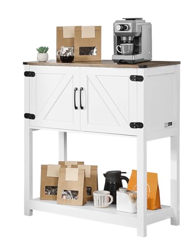 VEVOR Kaffeebarschrank 80 x 35 x 88 cm Bauernhaus-Kaffeebarschrank mit 3-stufigem Stauraum, Kaffeebartisch mit Magnettüren, Sideboard-Buffetschrank für Wohnzimmer Eingangsbereich von VEVOR