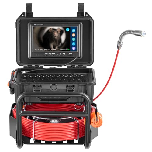 VEVOR Kanalkamera, 30 m, Selbstnivellierende Rohrinspektionskamera mit 512-Hz-Sender, Entfernungszähler, 9-Zoll-Bildschirm, 1080P HD-Rohrkamera mit 12 LEDs und 32-GB-Karte, Endoskop Kanalrohre VEVOR Kanalkamera, 30 m, Selbstnivellierende Rohrinspektionskamera mit 512-Hz-Sender, Entfernungszähler, 9-Zoll-Bildschirm, 1080P HD-Rohrkamera mit 12 LEDs und 32-GB-Karte, Endoskop Kanalrohre von VEVOR