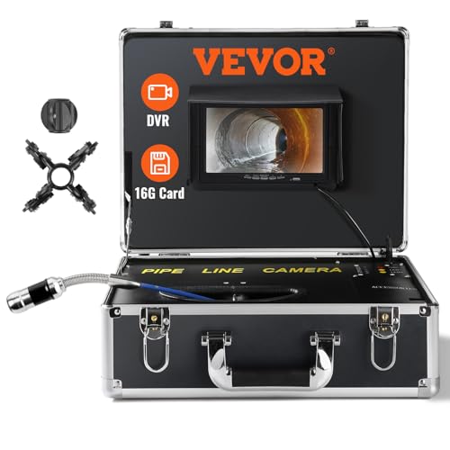VEVOR Kanalkamera, 50 m, 7-Zoll-Bildschirm, Rohrinspektionskamera mit DVR-Funktion, wasserdichte IP68-Kamera, 12 einstellbare LEDs, mit Einer 16 GB SD-Karte für Abwasserleitungen, Kanalabflussrohre VEVOR Kanalkamera, 50 m, 7-Zoll-Bildschirm, Rohrinspektionskamera mit DVR-Funktion, wasserdichte IP68-Kamera, 12 einstellbare LEDs, mit Einer 16 GB SD-Karte für Abwasserleitungen, Kanalabflussrohre von VEVOR