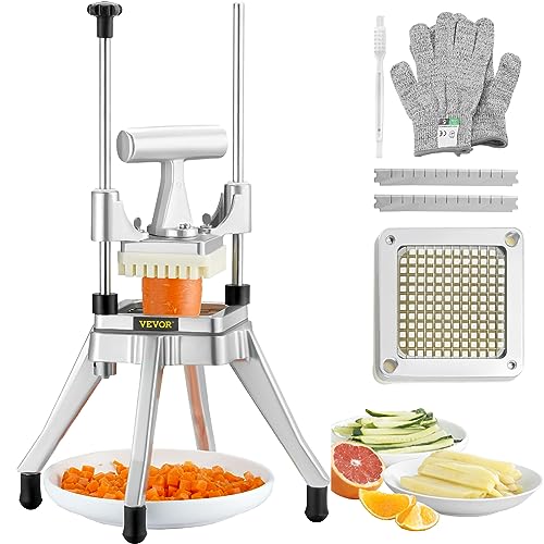 VEVOR Kartoffelschneider Pommes Frites Schneider 1/4 Zoll, Frittenschneider Gemüseschneider Kommerzieller Zerkleinerer Obstschneidemaschine mit 2 Ersatzklingen, Edelstahl Zerhacker Salat, Früchte von VEVOR