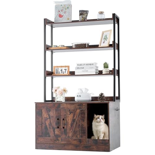 VEVOR Katzenschrank, Katzentoilettenmöbel mit 3-stufigem Regal, Katzenhaus aus Holz für den Innenbereich, Katzenklo Haus bis 68kg, passend für die meisten Katzentoiletten, 850x490x1490mm, Dunkelbraun VEVOR Katzenschrank, Katzentoilettenmöbel mit 3-stufigem Regal, Katzenhaus aus Holz für den Innenbereich, Katzenklo Haus bis 68kg, passend für die meisten Katzentoiletten, 850x490x1490mm, Dunkelbraun von VEVOR